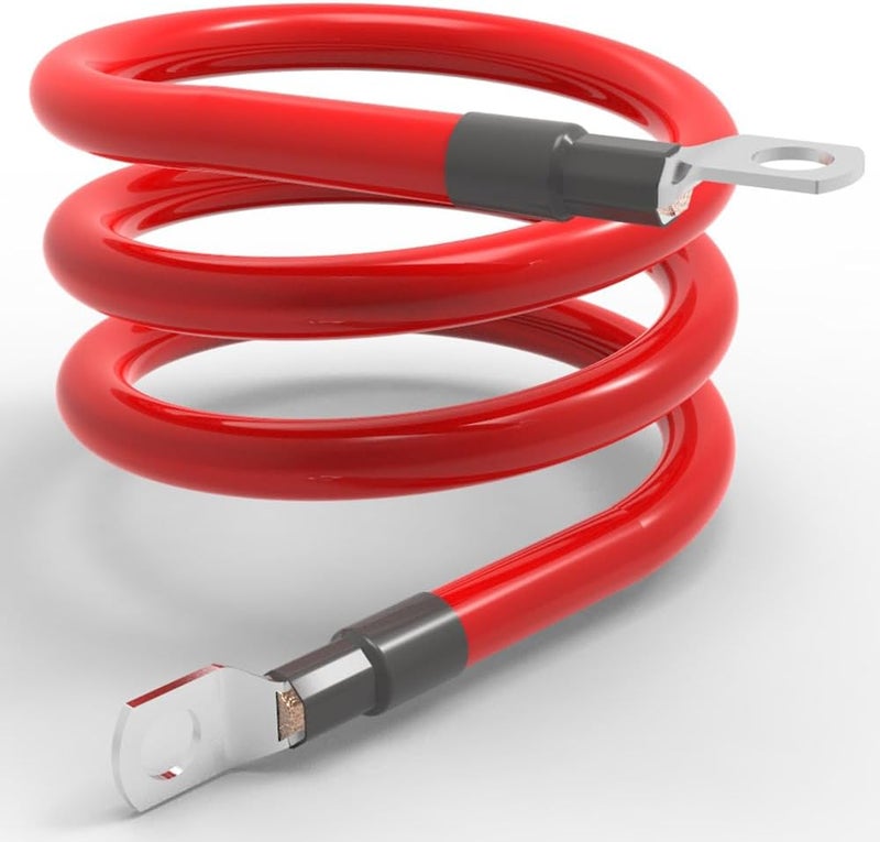 FEDAPURY 6 AWG Gauge 3FT Battery Power Cable Red + Black Pure Copper Wire with Lugs 3/8" Terminal for Automotive, Marine, Car, Truck, Motorcycle, Boat, RV, Solar, Inverter - Image 3